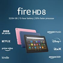 Amazon Fire HD 8 tablet - 32GB Storage, with ads, Rose (2022 Reelase)