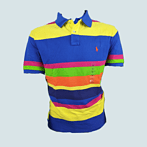 Ralph Lauren Short Sleeve Multi Stripe Bright Yellow Polo Shirt - Small
