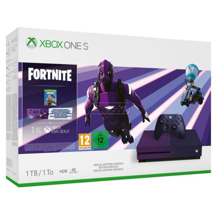 Xbox One S 1TB Purple Console and Fortnite Battle Royale Special Edition 