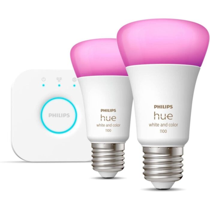Philips Hue Smart LED Colour E27 Bulbs & Bridge Starter Kit