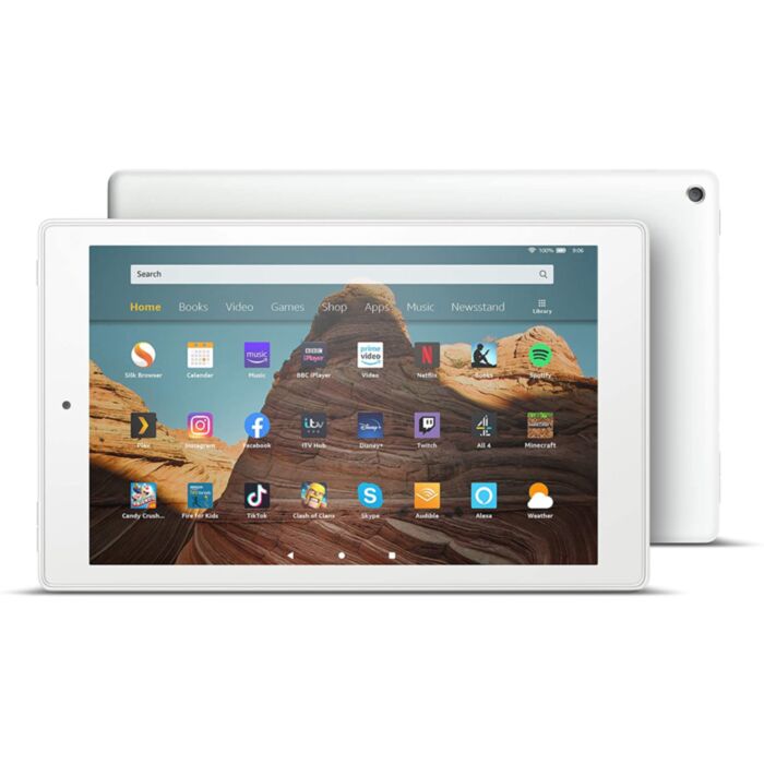 Amazon Fire HD Tablet: 10 inches, 2GB RAM, 32GB Storage with Ads - White (9th Generation)