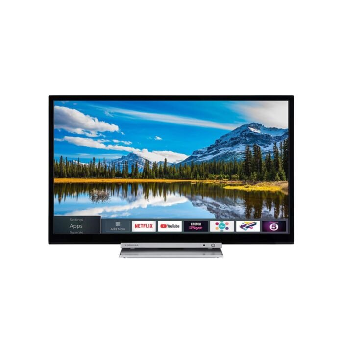 Toshiba 32D3863DB 32-Inch HD Ready Smart TV with Freeview Play and Built-In DVD Player - Chrome Black/Silver (2018 Model) 