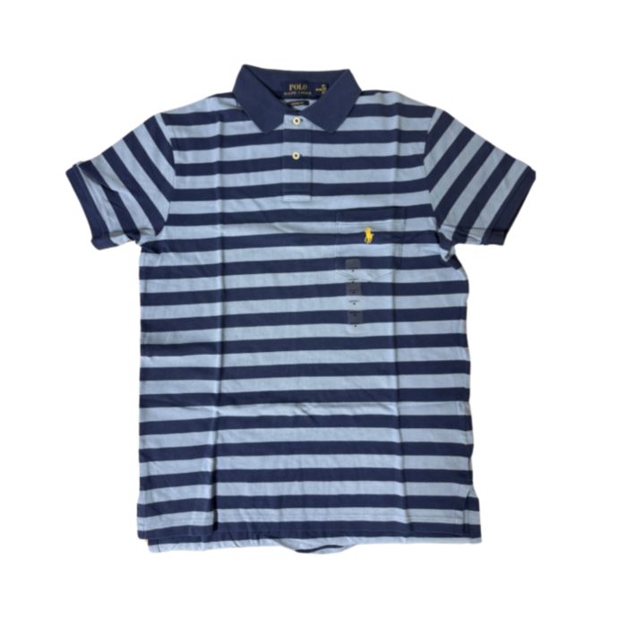 Polo Ralph Lauren Mens Polo Shirt with Pocket Blue/Navy Blue Custom Fit - Size M