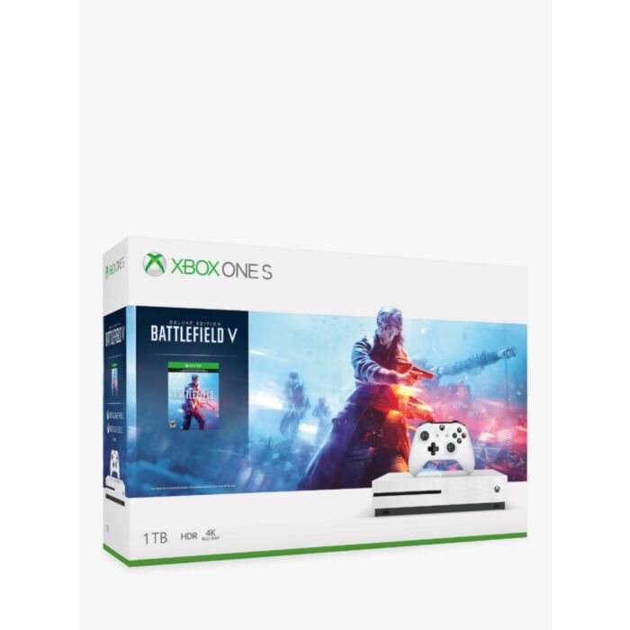 Xbox One S 1TB White Console and Battlefield V Deluxe Edition Bundle