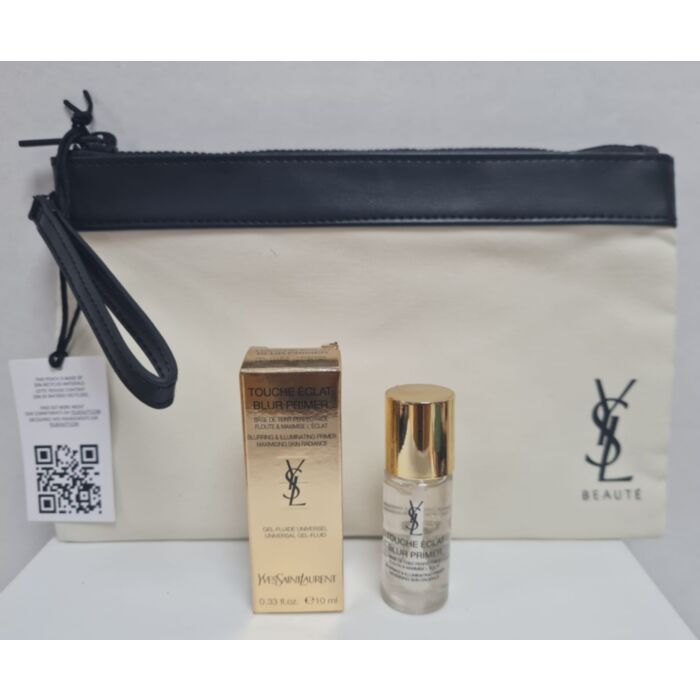 YSL Beauty Cosmetic Pouch and Touche Eclat Blur Primer 10 ml  Gift Set