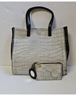 Estee Lauder grey & black CROC PATTERN 2 piece bag set